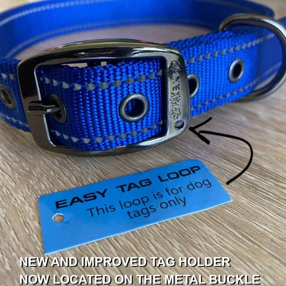 Max and Neo MAX Reflective Metal Buckle Dog Collar - We Donate a Collar to a Dog Rescue for Every Collar Sold (Small, Teal)