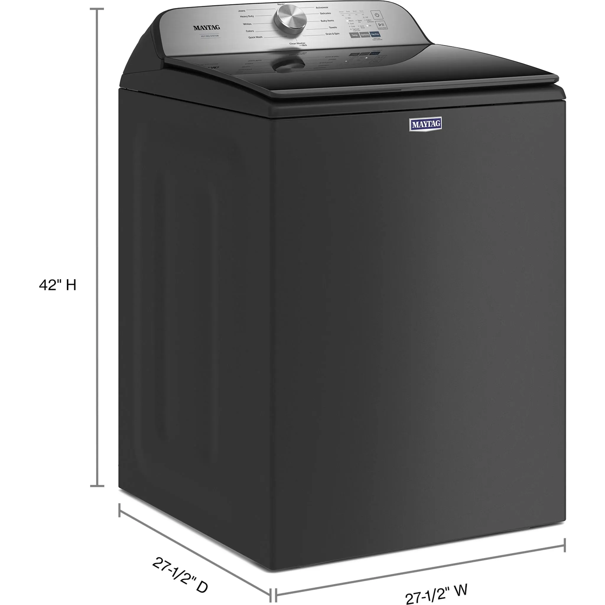 Maytag Top Load Washer (Pet Pro) (MVW6500MBK) - Volcano Black