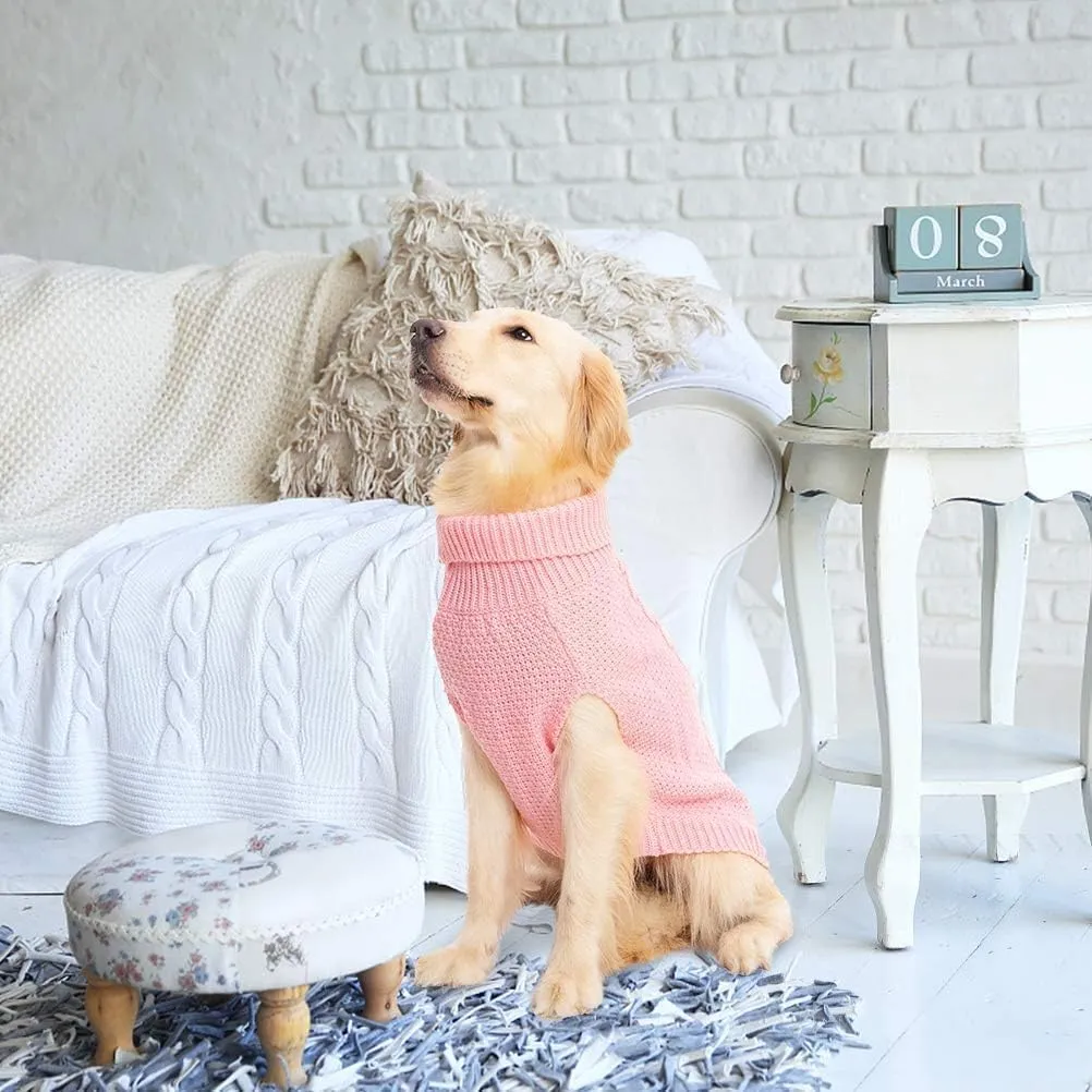 Mihachi Turtleneck Dog Sweater - Winter Coat Apparel Classic Cable Knit Clothes with Leash Hole for Cold Weather, Ideal Gift for Pet in New Year