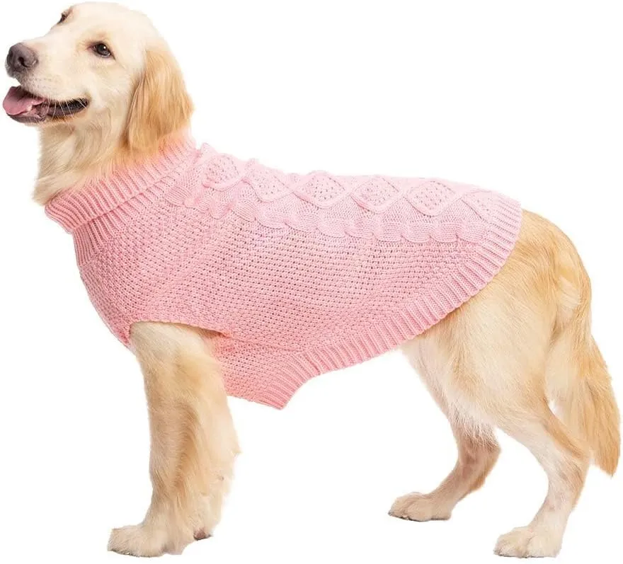 Mihachi Turtleneck Dog Sweater - Winter Coat Apparel Classic Cable Knit Clothes with Leash Hole for Cold Weather, Ideal Gift for Pet in New Year