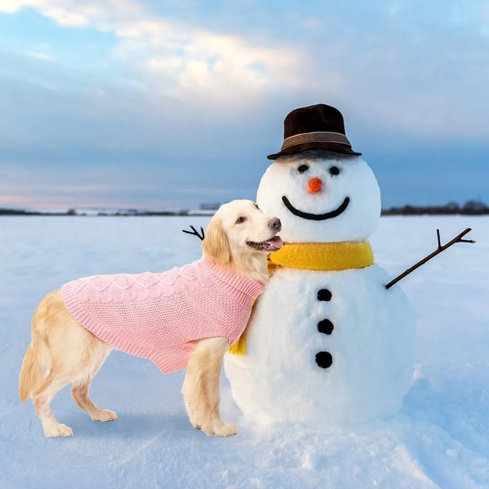 Mihachi Turtleneck Dog Sweater - Winter Coat Apparel Classic Cable Knit Clothes with Leash Hole for Cold Weather, Ideal Gift for Pet in New Year