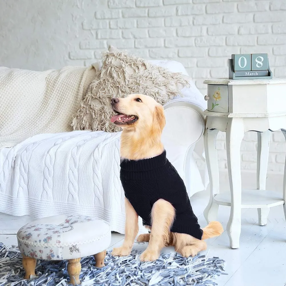 Mihachi Turtleneck Dog Sweater - Winter Coat Apparel Classic Cable Knit Clothes with Leash Hole for Cold Weather, Ideal Gift for Pet in New Year