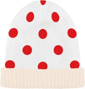 Naanle Beanie Hat Red and White Polka Dots Womens Beanie Hat Stretch Slouchy Warm Knit Winter Hats Skully White Beanie Women Ski Beanies Cap