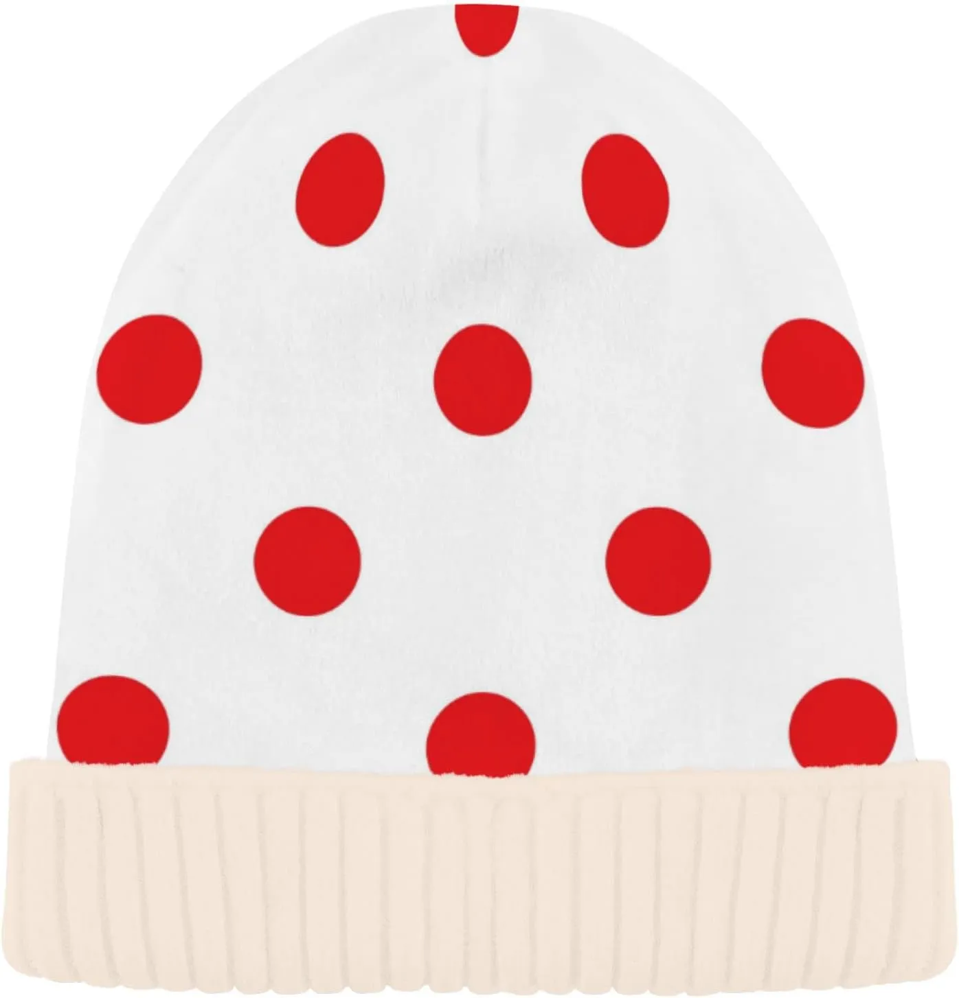 Naanle Beanie Hat Red and White Polka Dots Womens Beanie Hat Stretch Slouchy Warm Knit Winter Hats Skully White Beanie Women Ski Beanies Cap