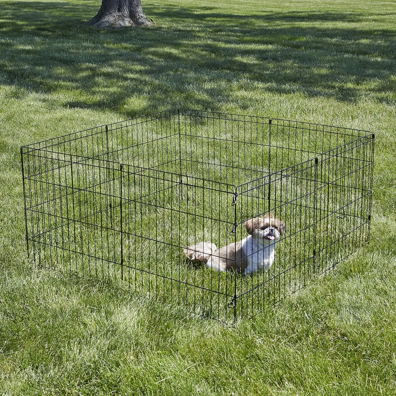 New World Dog Exercise Pen & Playpen, 24" W x 24" H, No Door, Black B550-24