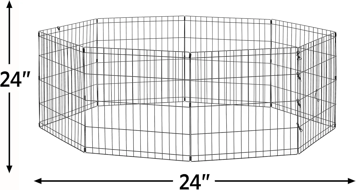 New World Dog Exercise Pen & Playpen, 24" W x 24" H, No Door, Black B550-24