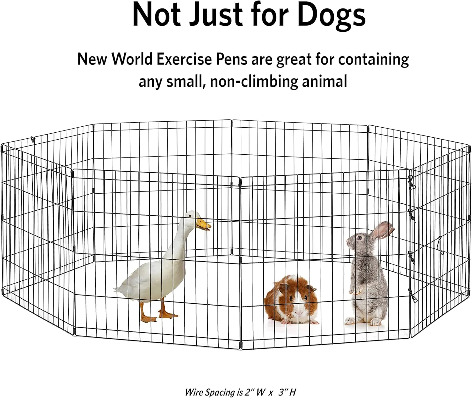 New World Dog Exercise Pen & Playpen, 24" W x 24" H, No Door, Black B550-24