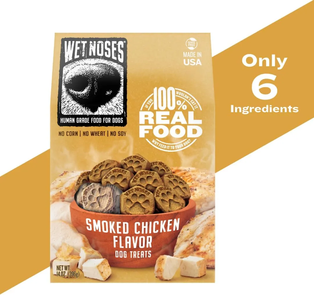 Organic Crunchy Dog Treats  for All Pet Sizes, Breeds  All-Natural Puppy Treat, Senior Dog Snack  100% Human-Grade  Delicious Chews for Dogs - Meaty Smoked Chicken, 14 Oz (2 Pack)