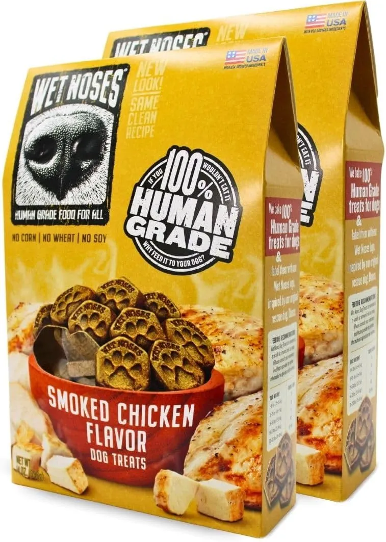 Organic Crunchy Dog Treats  for All Pet Sizes, Breeds  All-Natural Puppy Treat, Senior Dog Snack  100% Human-Grade  Delicious Chews for Dogs - Meaty Smoked Chicken, 14 Oz (2 Pack)