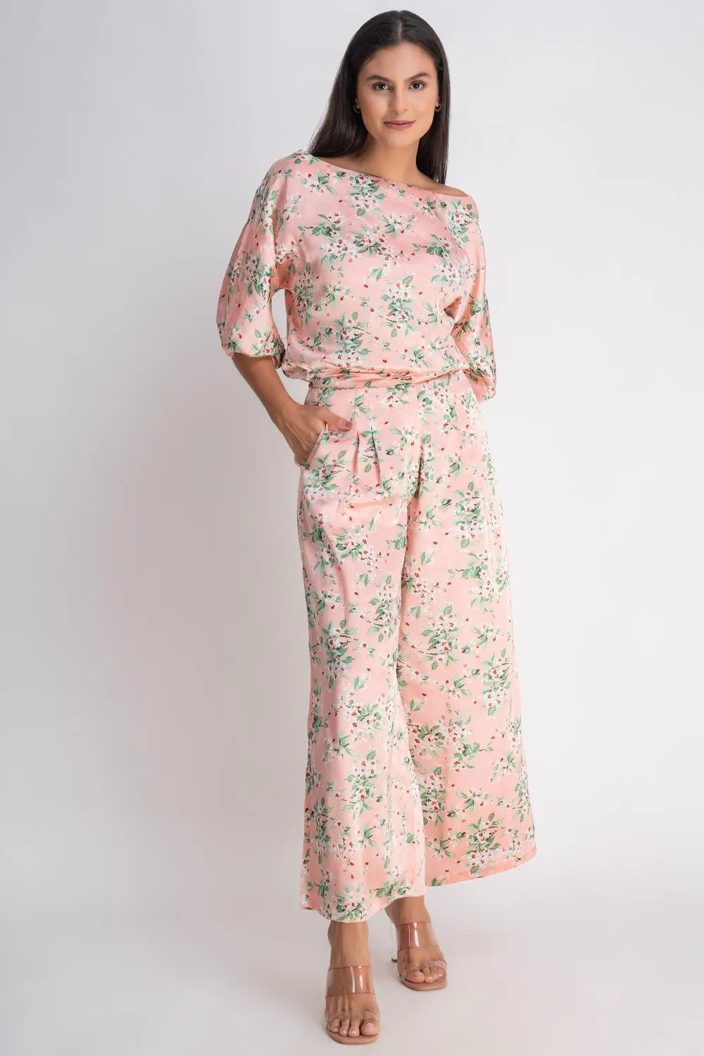 Peach Chic Boat Neck Coord