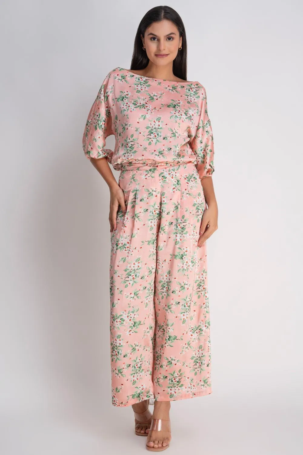 Peach Chic Boat Neck Coord