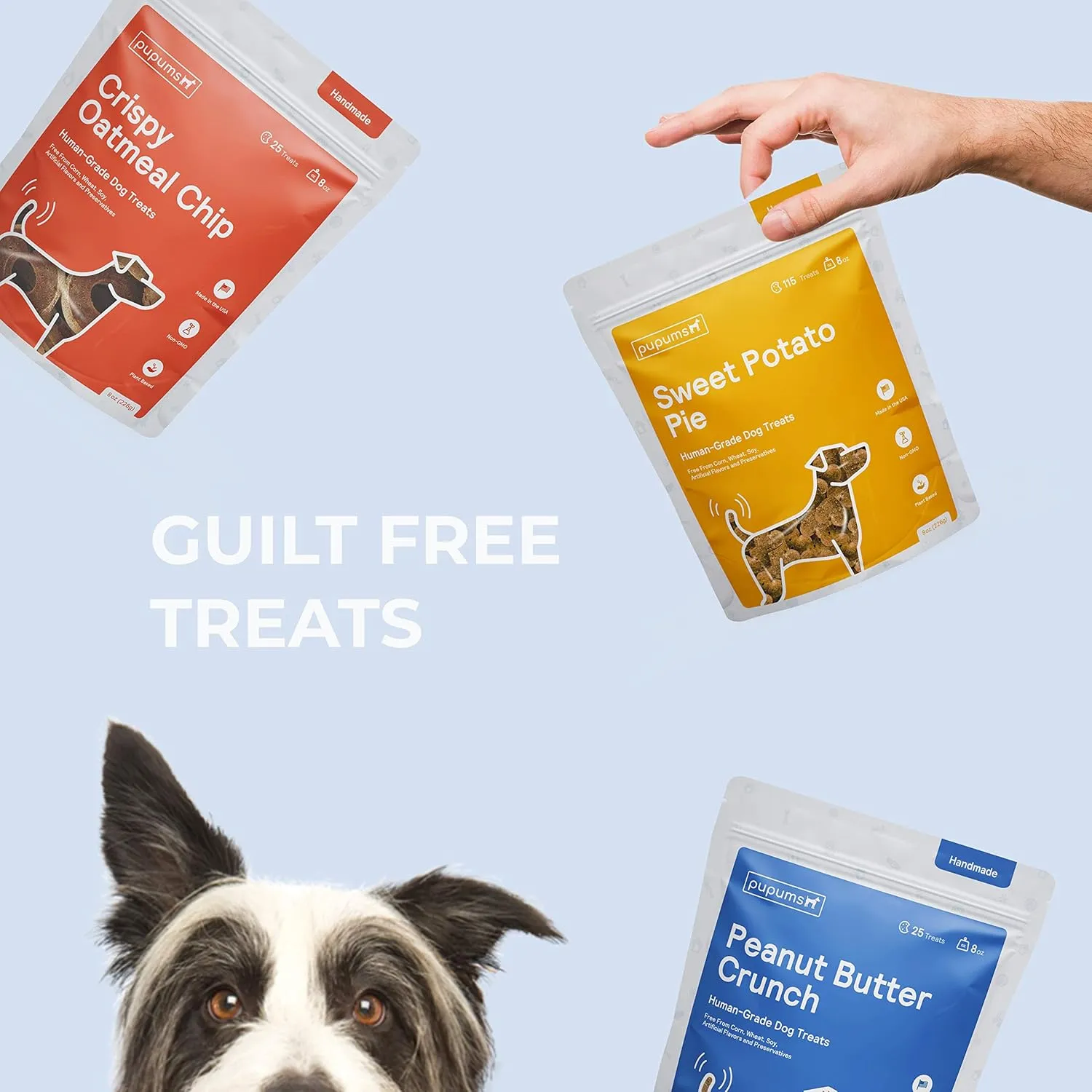 Peanut Butter Crunchy Dog Treats Natural Human Grade Non-GMO Dog Biscuits Made in USA (8oz)