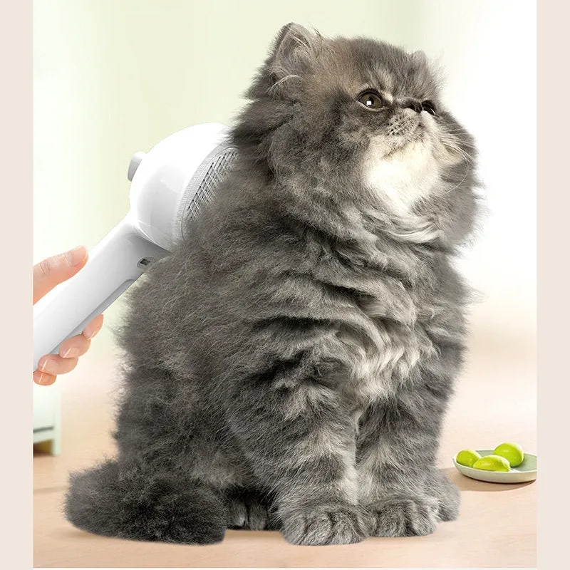 Pet Comb Brush Self Cleaning - Built-in Mist Humidifier - The Nevermore Pet Grooming Supplies