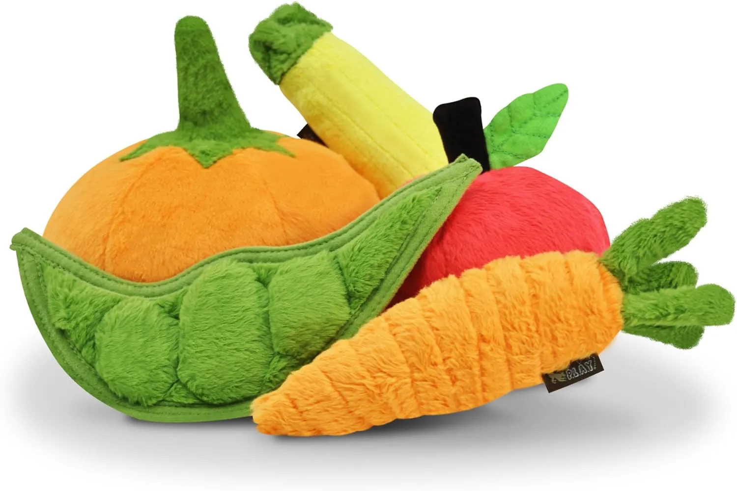 P.L.A.Y. Cute Plush Dog Toys - Fruit & Vegetable Themed Durable Squeaker Chew Toy, Great for Puppies & Small, Medium, Large Dogs - Machine Washable, Recycled Materials (5 Piece Set)