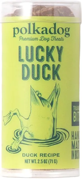 Polkadog Lucky Duck Dog Treats, Cat Snacks Tube  All-Natural Pet Treats for Kittens, Puppies  Bite-Sized, Crunchy Snack for Dogs, Cats  Grain Free  2 oz.