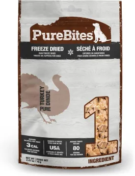 PureBites Turkey Freeze Dried Dog Treats, 1 Ingredient, Made in USA, 2.47oz