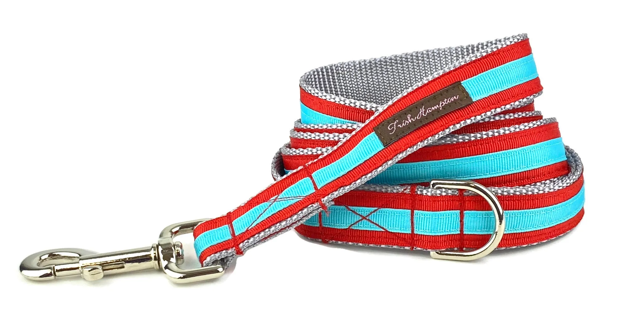 Red/Aqua Stripe 6ft Dog Leash - 330
