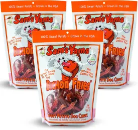 Sams Yams Sweet Potato Dog Treats, Healthy Dog Treats for Small & Medium Dogs, Sweet Potato Dog Treats Made in USA, High Fiber, Vegan Dental Chew - Bichon Fries, Sweet Potato Dog Chewz, 9oz (3 Packs)