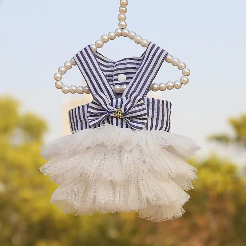 Stripe Bow Pet Mesh Skirt