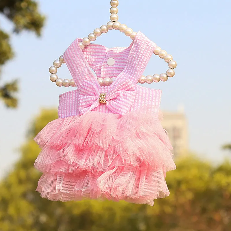 Stripe Bow Pet Mesh Skirt