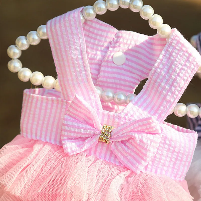 Stripe Bow Pet Mesh Skirt