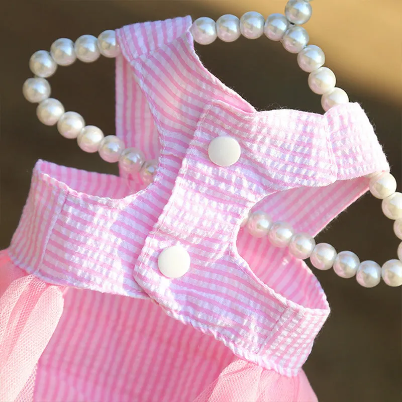 Stripe Bow Pet Mesh Skirt