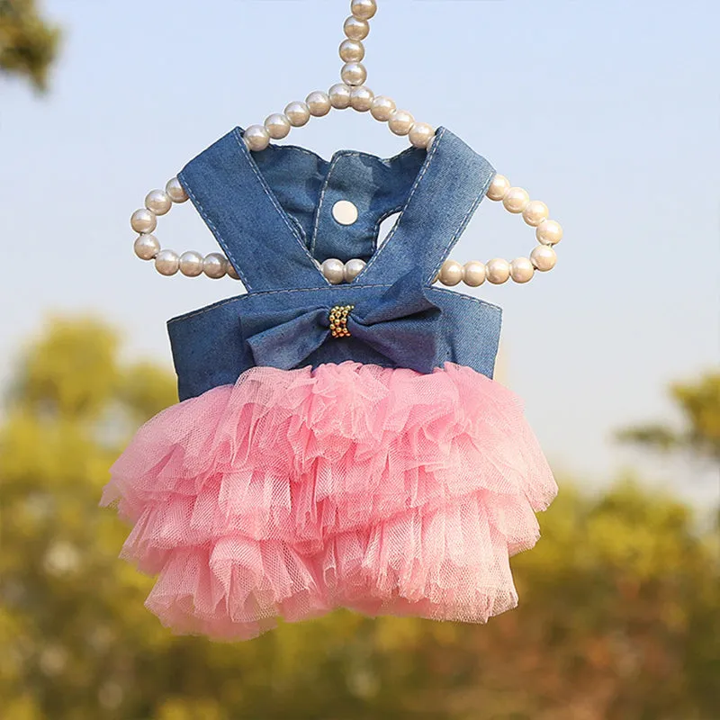 Stripe Bow Pet Mesh Skirt