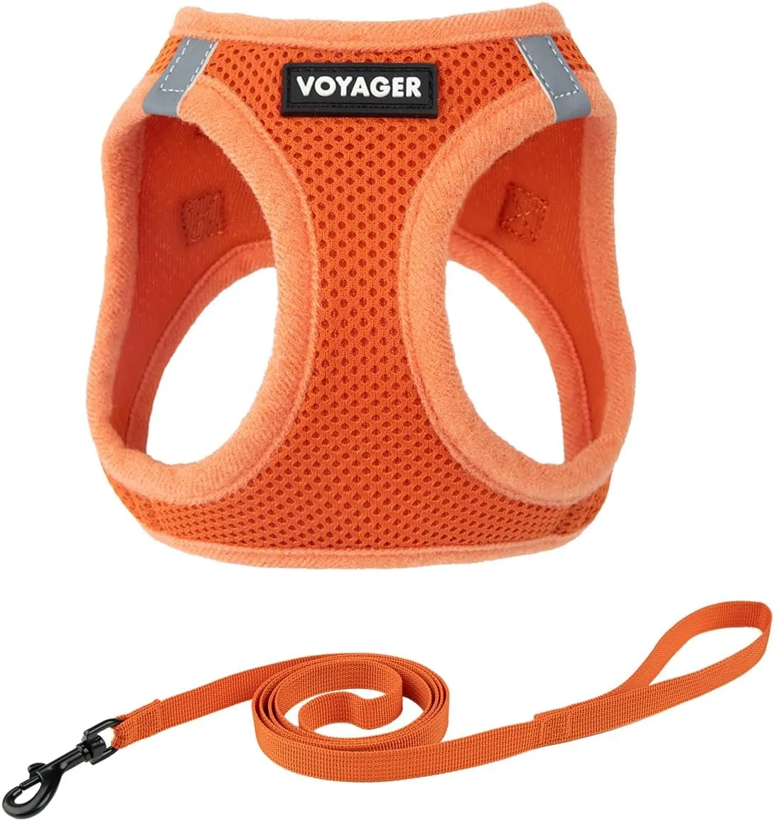 Voyager Step-in Air Cat Leash Harness Set - All Weather Mesh, Step in Vest Harness for Small and Large Cats by Best Pet Supplies - Orange, M (Chest 15-17")